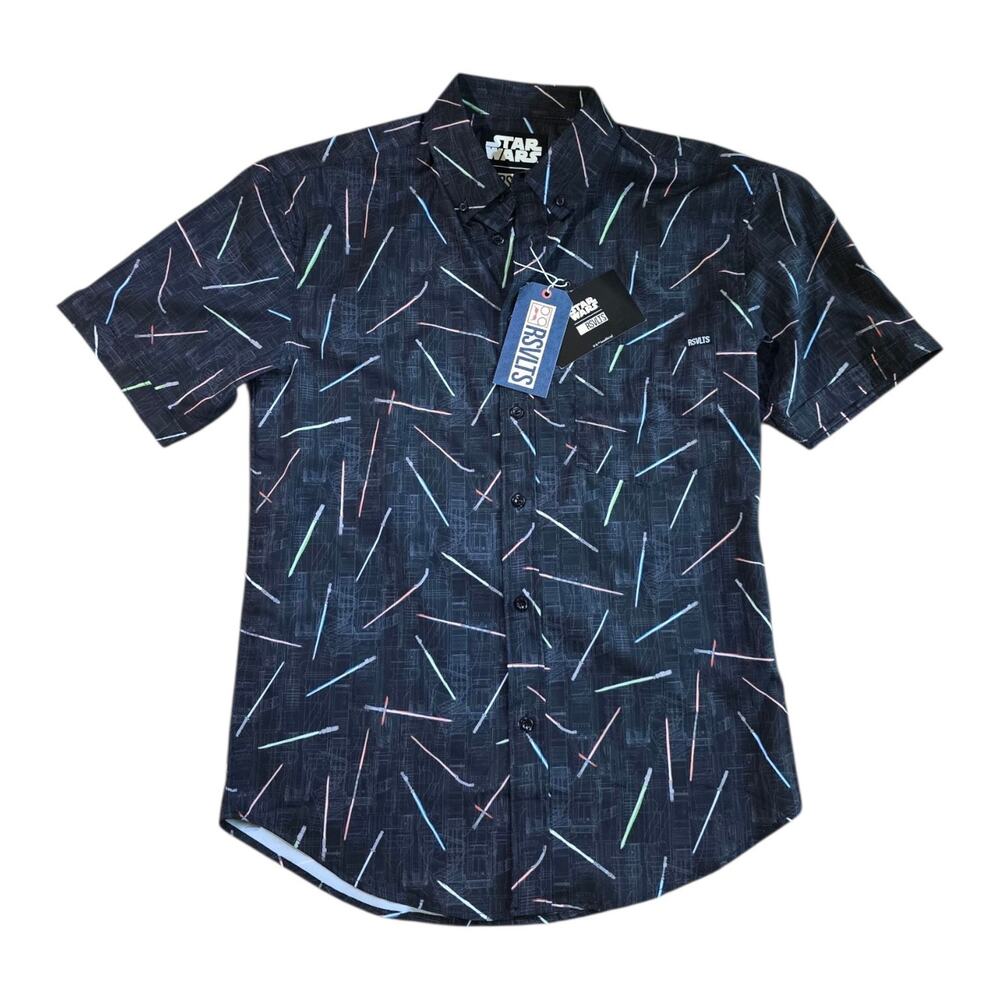 RSVLTS star wars lightsaber kunuflex shirt sz S short sleeve button Up May 4th